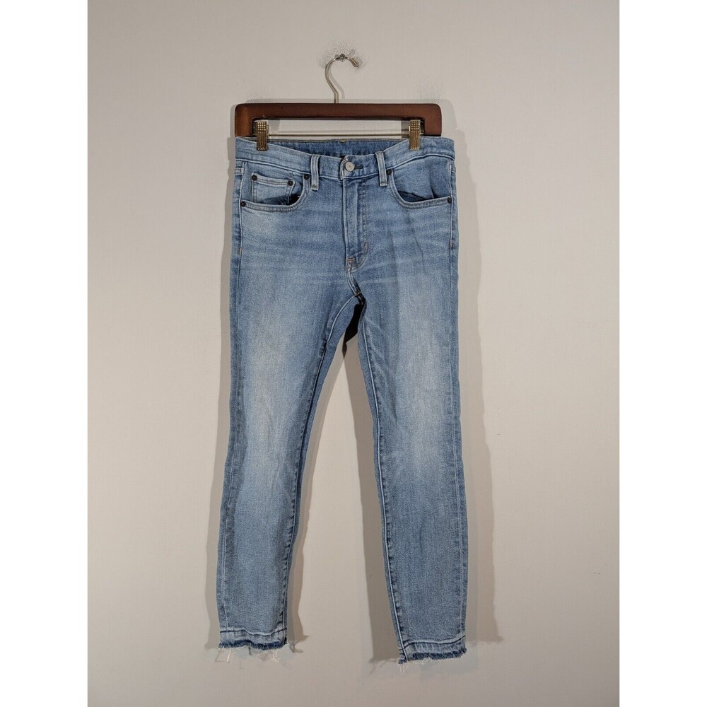 FRYE Jeans Women Sz 27 Blue Light Mid Rise Skinny Cropped Raw Hem Denim Pants